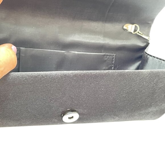 Bijoux Terner Black Evening Bag NEW WITH TAGS Satin with Rhinestone Detail - Picture 8 of 11